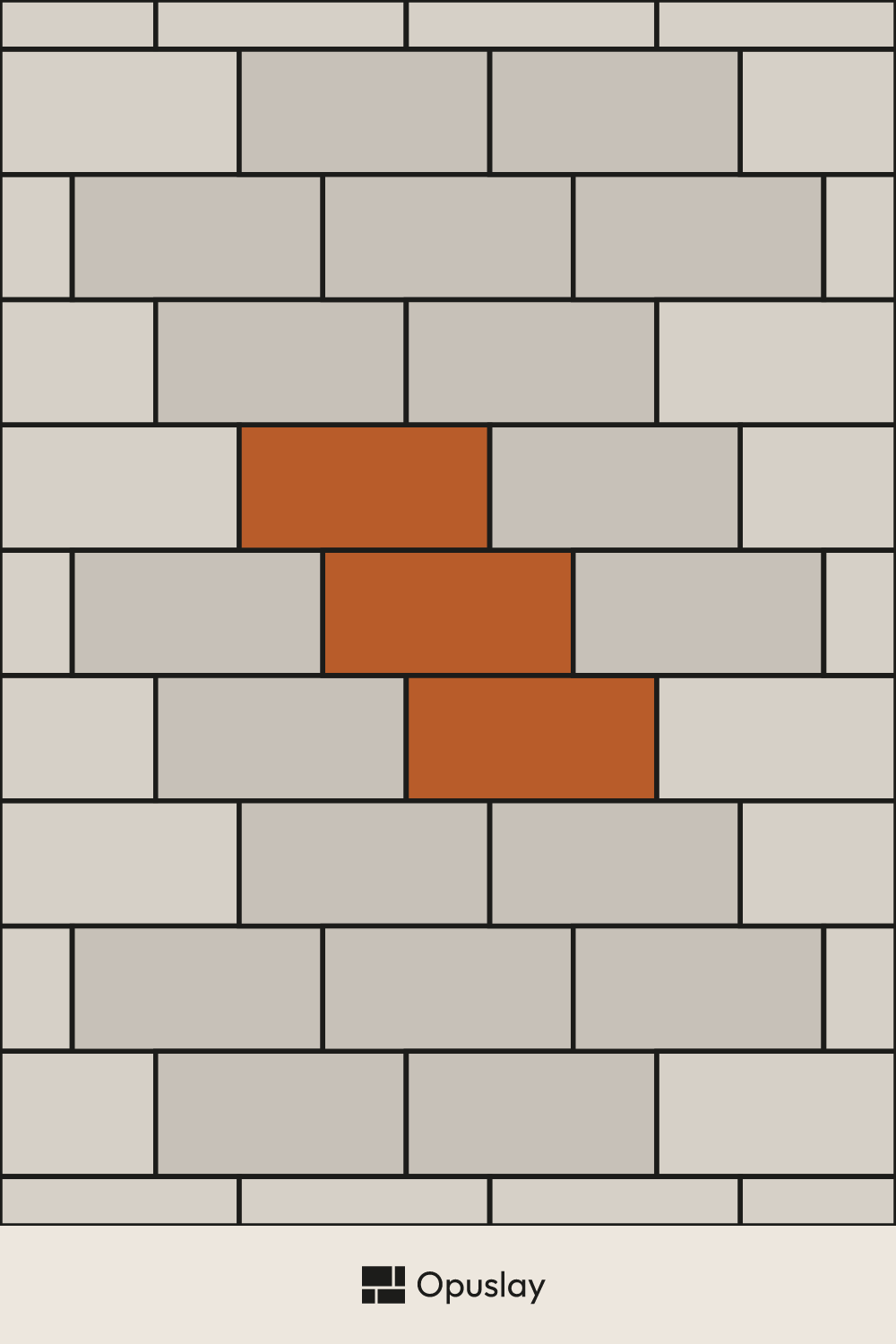 12x24 1/3 Offset Running Bond tile layout diagram — repeating pattern with one module highlighted