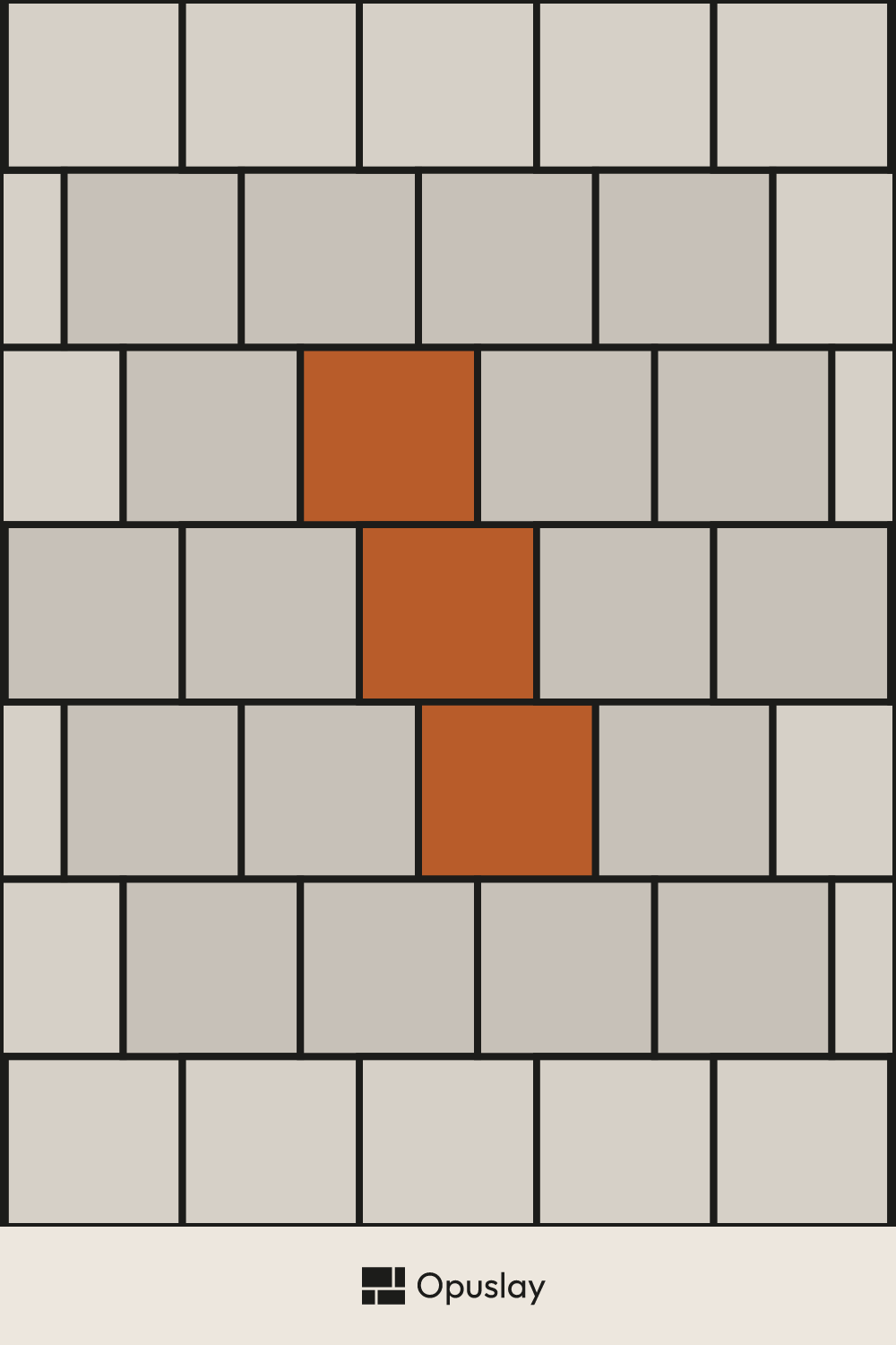 18x18 Tile — Running Bond tile layout diagram — repeating pattern with one module highlighted