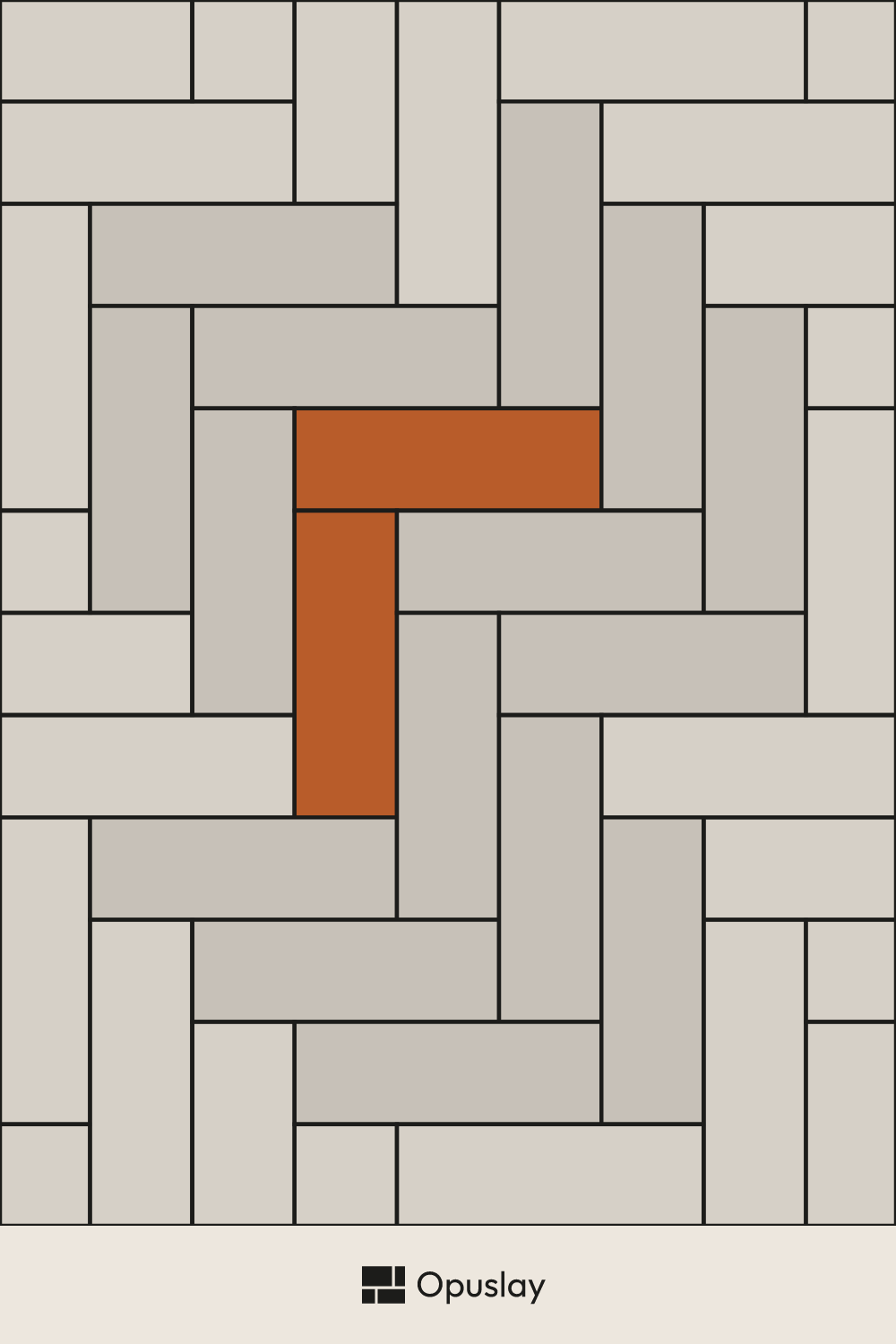4x12 Herringbone Pattern tile layout diagram — repeating pattern with one module highlighted