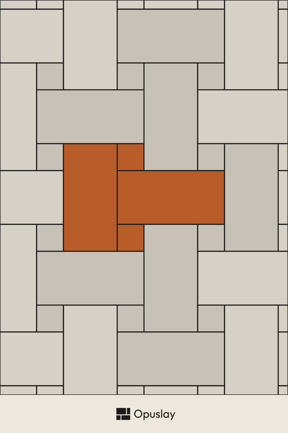 Basketweave tile layout diagram — repeating pattern with one module highlighted