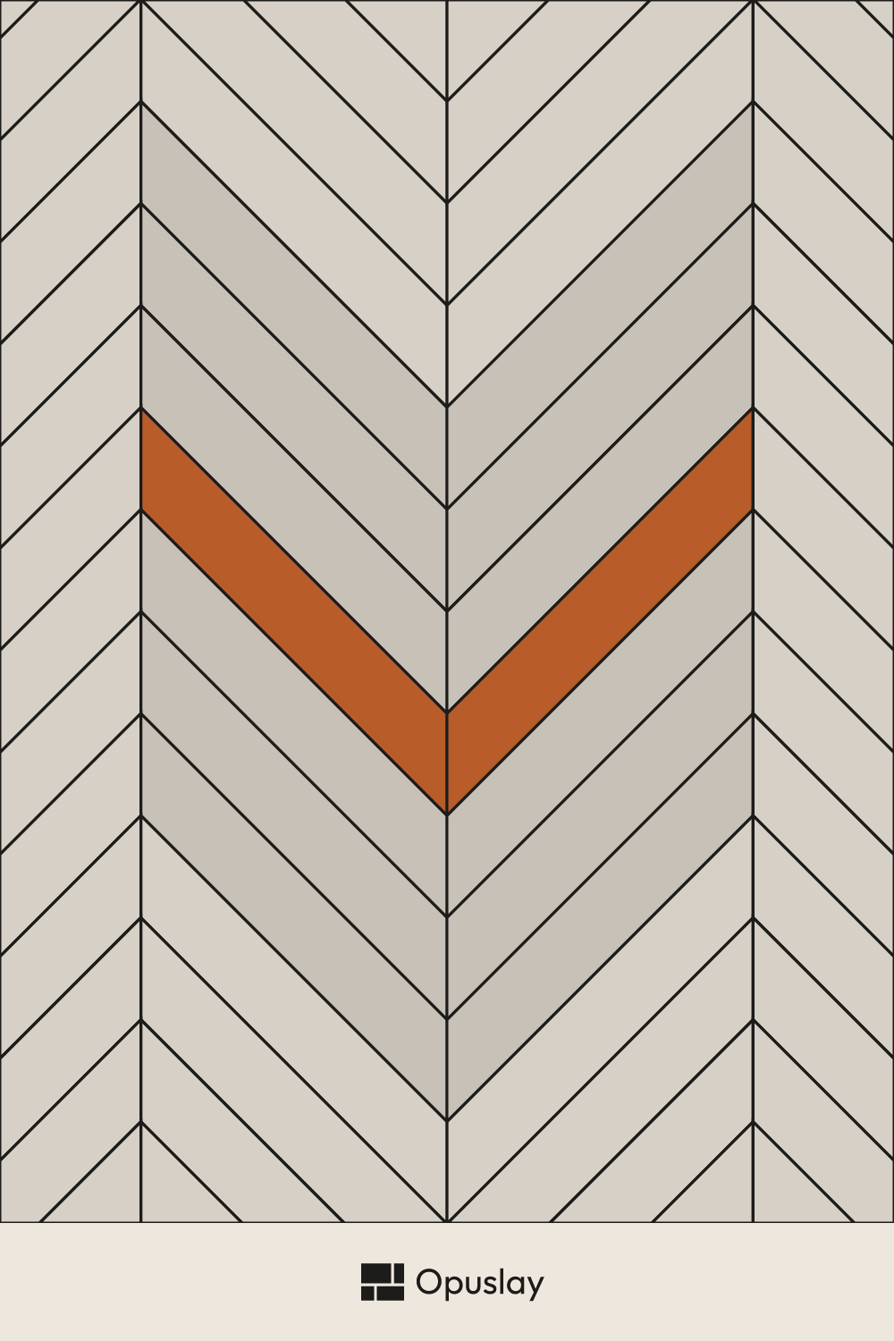 Chevron Tile Pattern — 10x60 tile layout diagram — repeating pattern with one module highlighted
