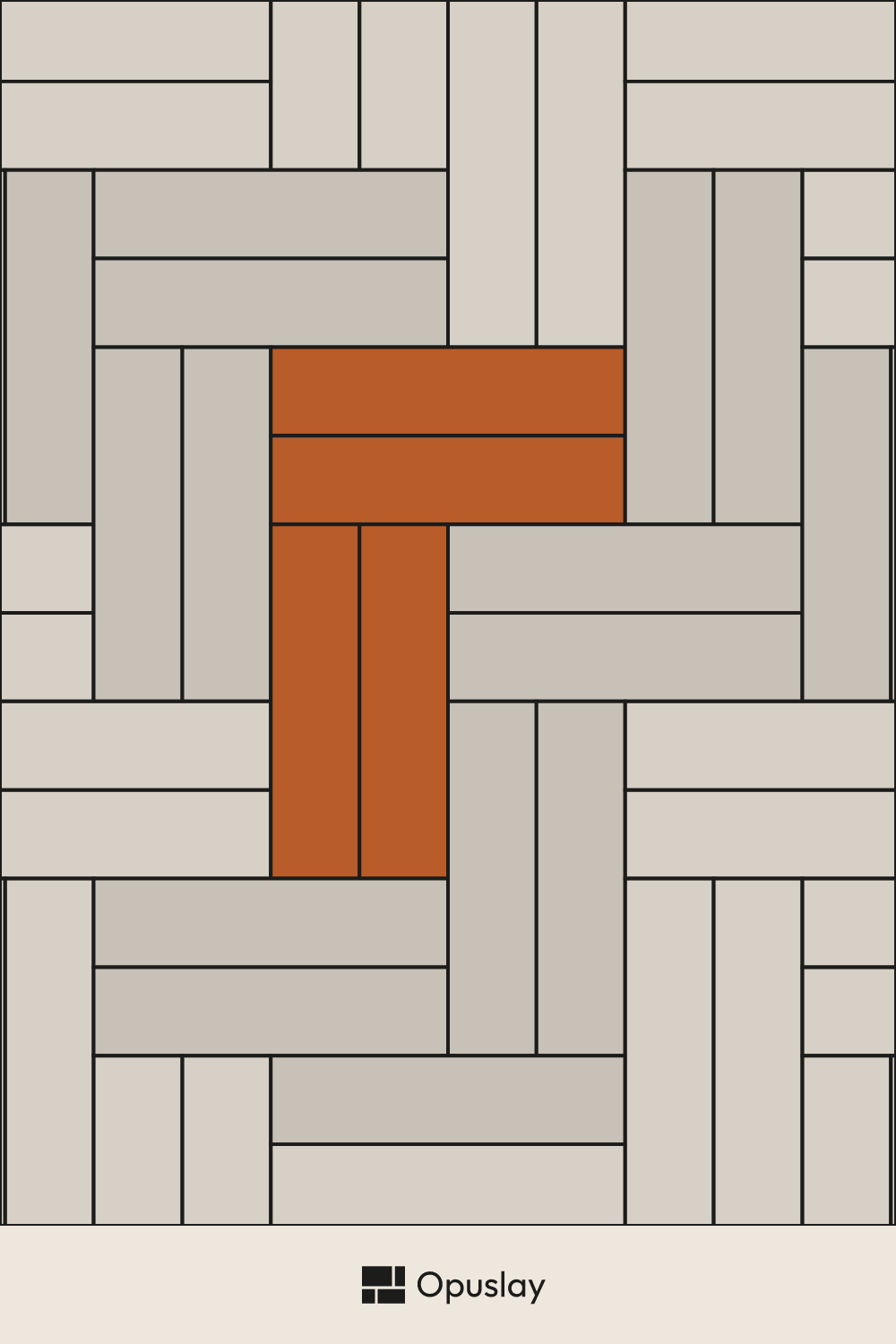 One-Tile Pattern — 3x12 (Double Herringbone) tile layout diagram — repeating pattern with one module highlighted