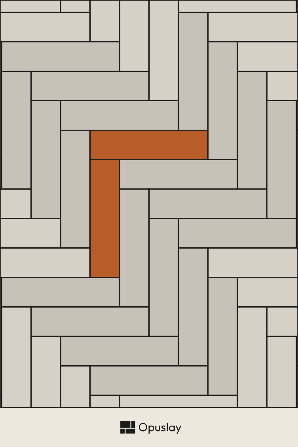 Herringbone Pattern tile layout diagram — repeating pattern with one module highlighted