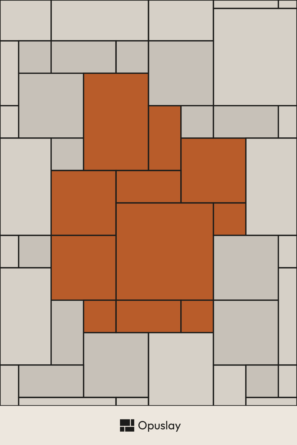 Ashlar Pattern — 8x8, 8x16, 16x16, 16x24 & 24x24 (11-Tile Module, Layout 2) tile layout diagram — repeating pattern with one module highlighted