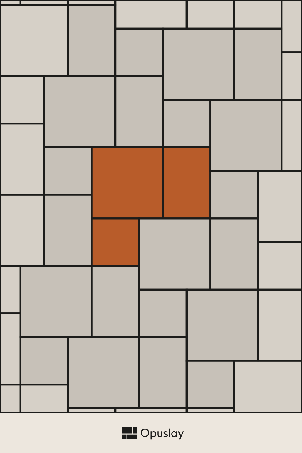 3-Size Opus Roman Pattern tile layout diagram — repeating pattern with one module highlighted