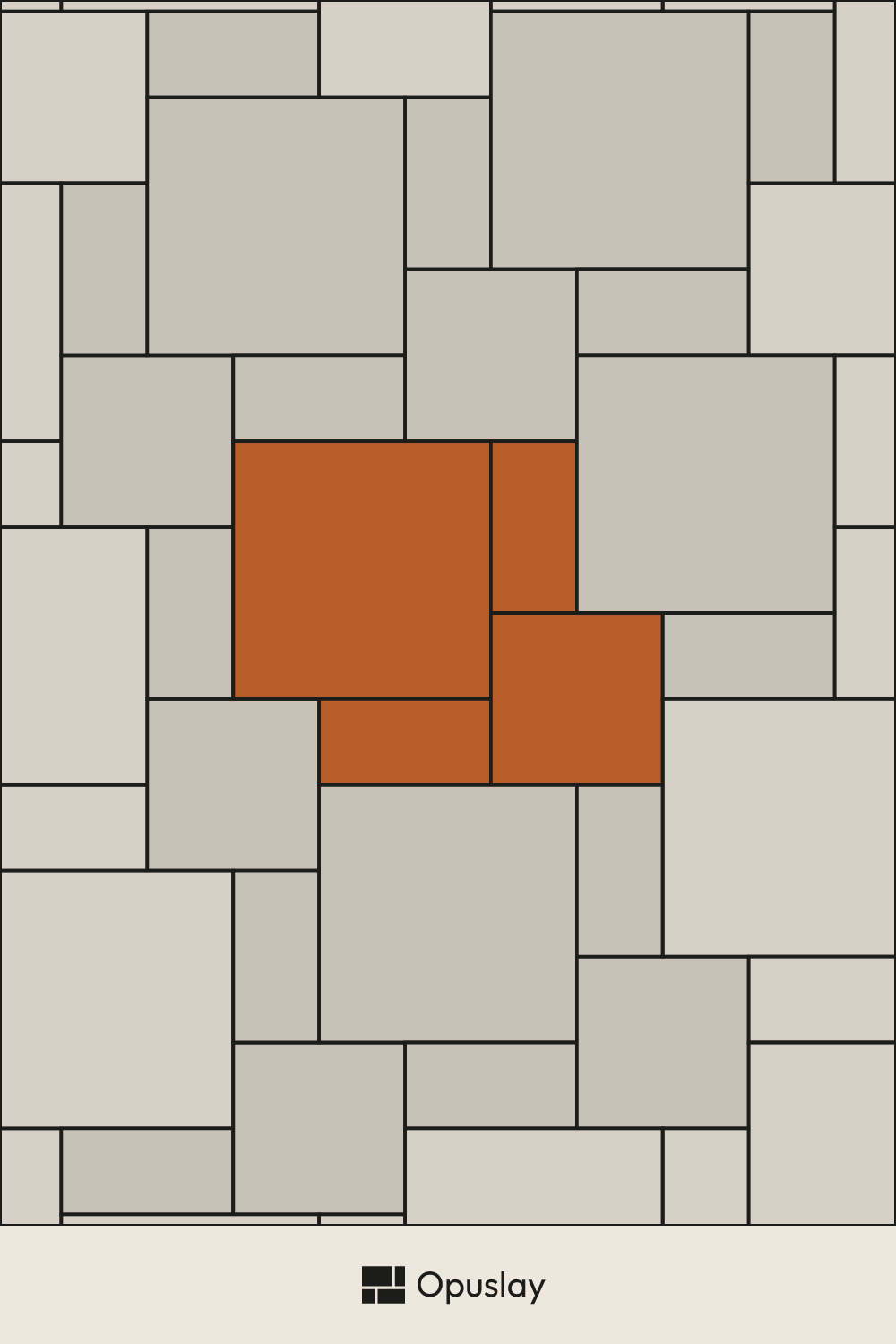 Compact 3-Size Opus Romano Pattern tile layout diagram — repeating pattern with one module highlighted