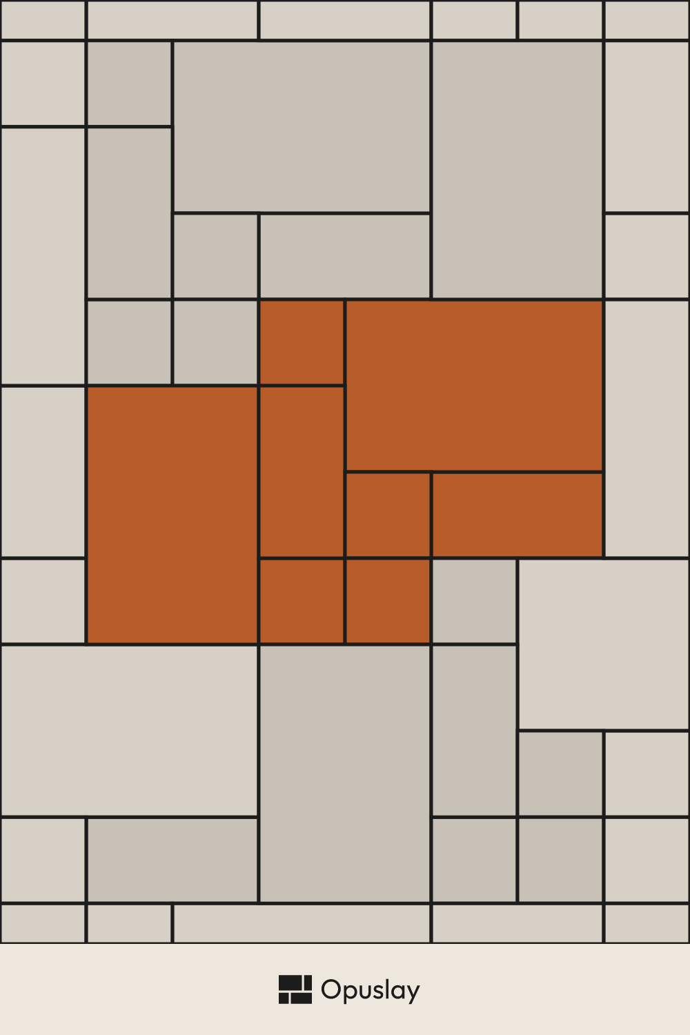 Opus Romano Pattern — 3 Sizes (Layout 1) tile layout diagram — repeating pattern with one module highlighted