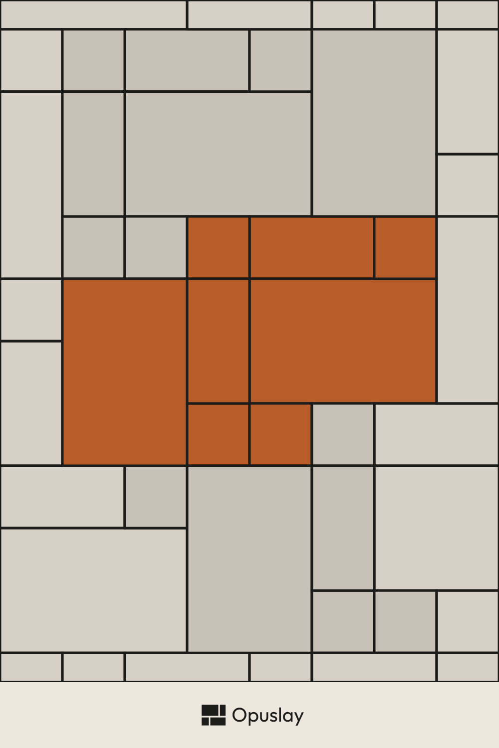 Opus Romano Pattern — 3 Sizes (Layout 2) tile layout diagram — repeating pattern with one module highlighted