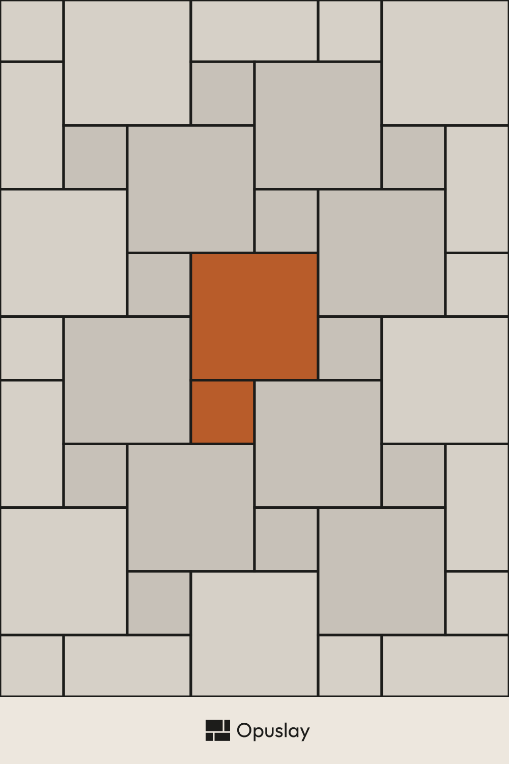16x16 & 8x8 Pinwheel tile layout diagram — repeating pattern with one module highlighted