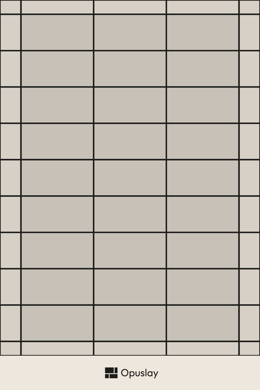 One-Tile Pattern — 3x6 Subway (Straight/Stack Bond) tile layout diagram — repeating pattern with one module highlighted