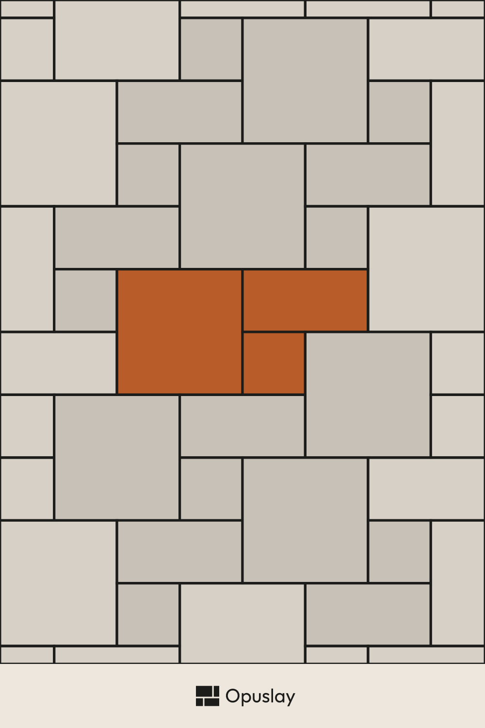 Three-Tile Pattern — 12x12 & 12x24 & 24x24 (Layout 2) tile layout diagram — repeating pattern with one module highlighted