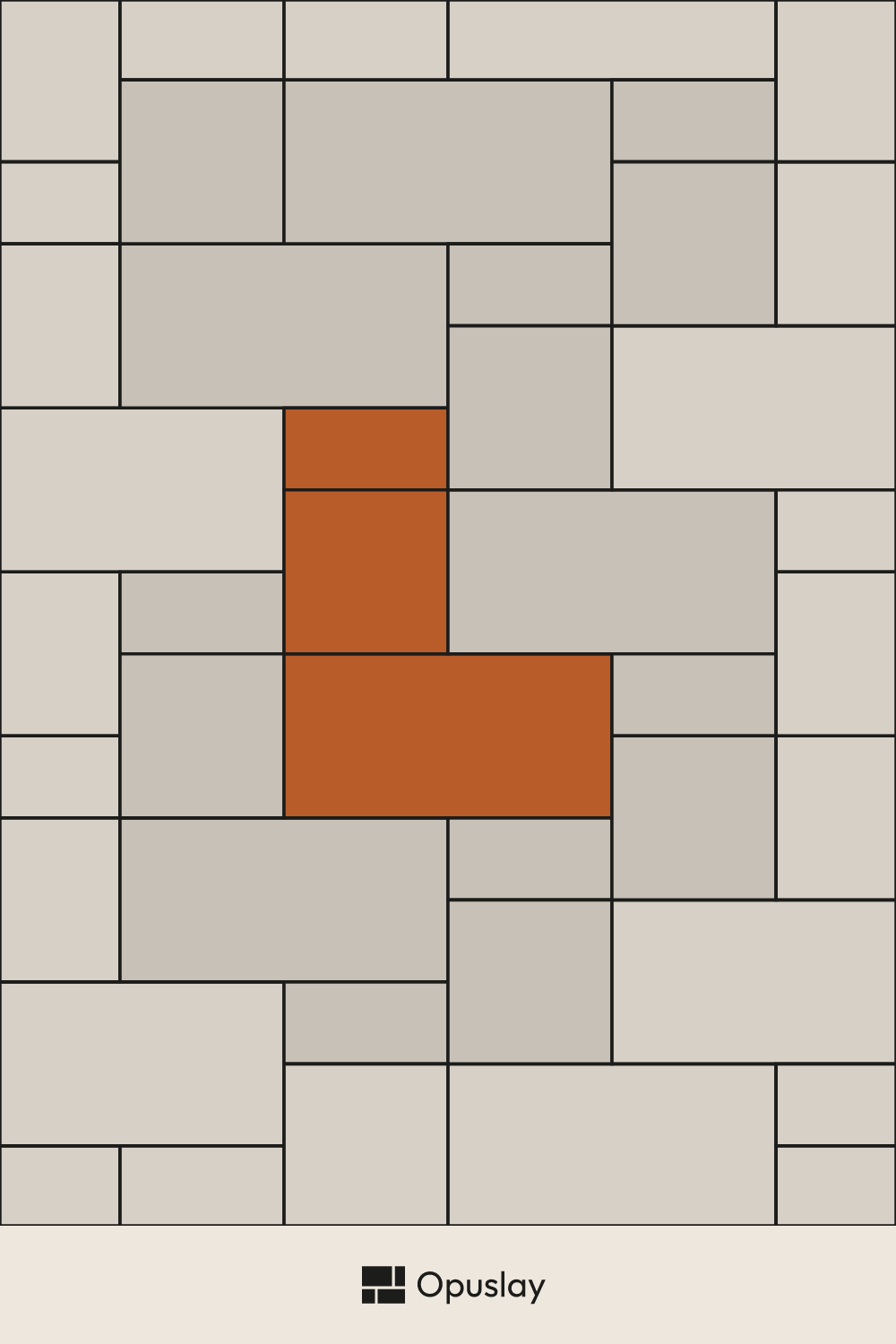 Three-Tile Pattern — 6x12 & 12x12 & 12x24 tile layout diagram — repeating pattern with one module highlighted