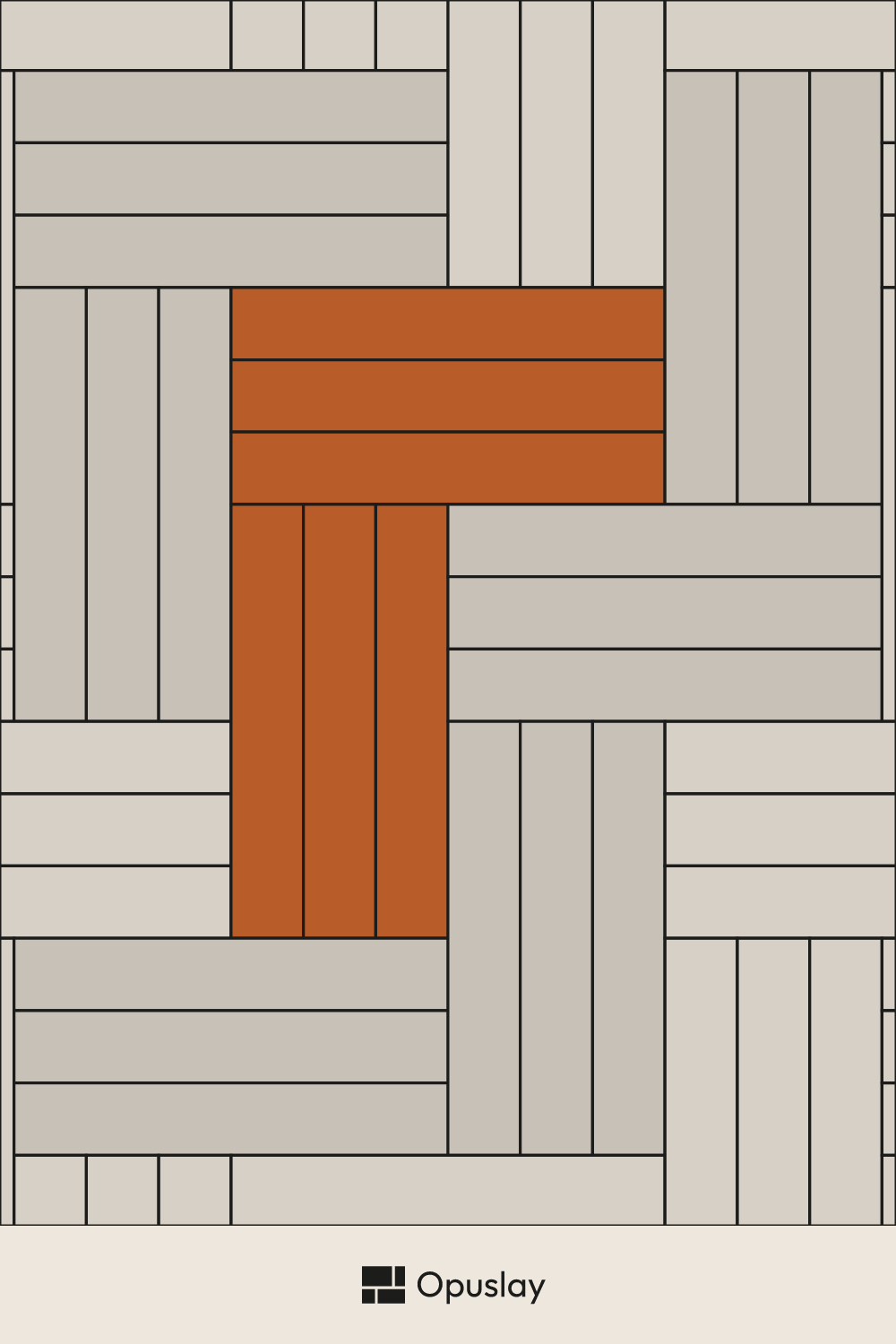 One-Tile Pattern — 6x36 (Triple Herringbone) tile layout diagram — repeating pattern with one module highlighted