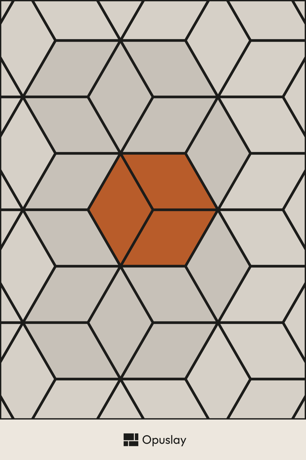 Tumbling Blocks Tile Pattern — 7x12 Rhombus (Tumbling Blocks) tile layout diagram — repeating pattern with one module highlighted