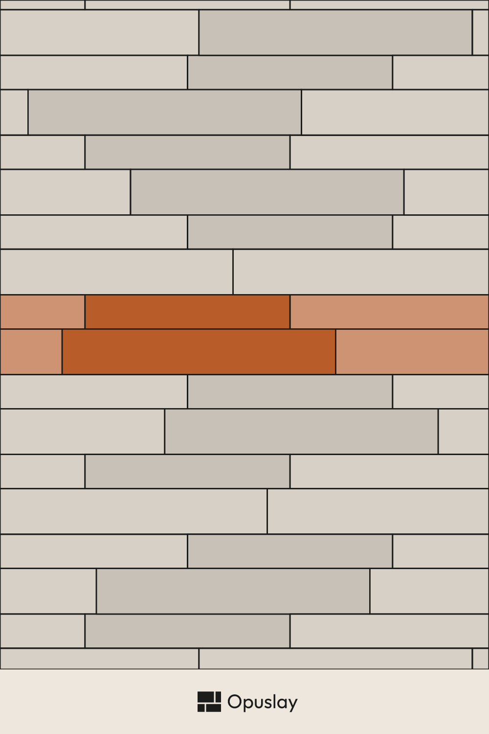 Two-Tile Pattern — 6x36 & 8x48 tile layout diagram — repeating pattern with one module highlighted