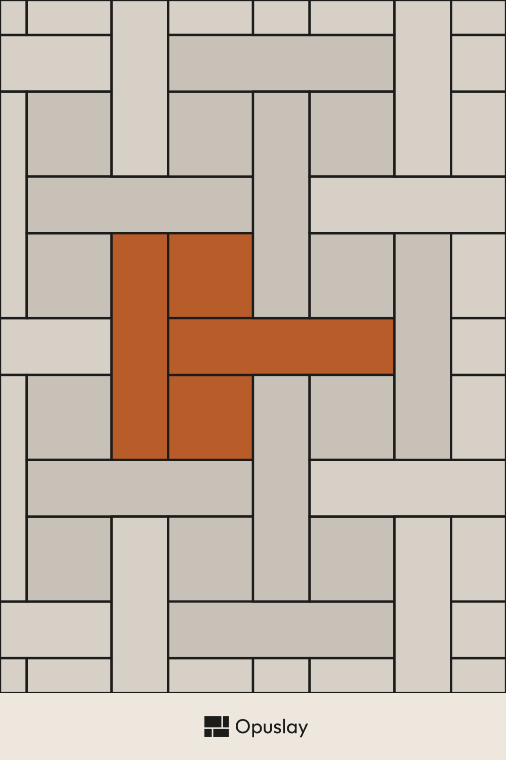 Two-Tile Pattern — 4x16 & 6x6 tile layout diagram — repeating pattern with one module highlighted